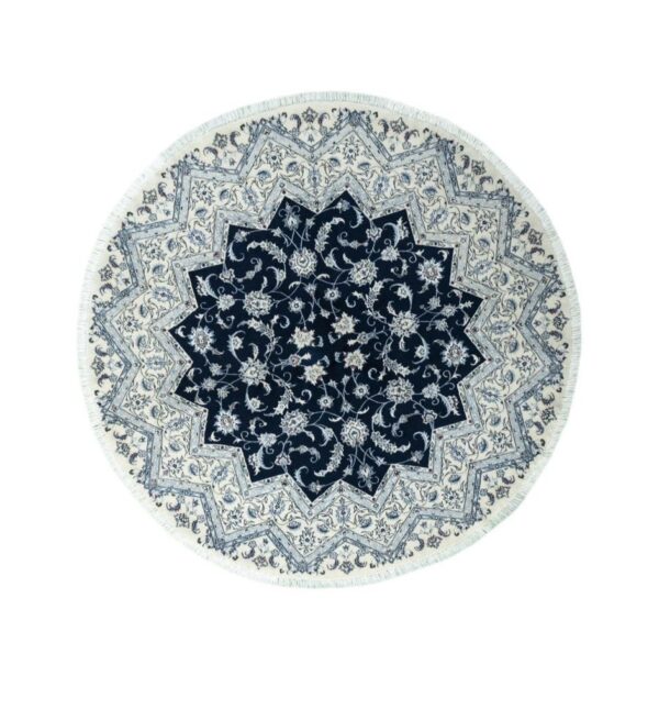 HAND KNOTTED NAIN 9LA ROUND PERSIAN CARPET. - Image 6