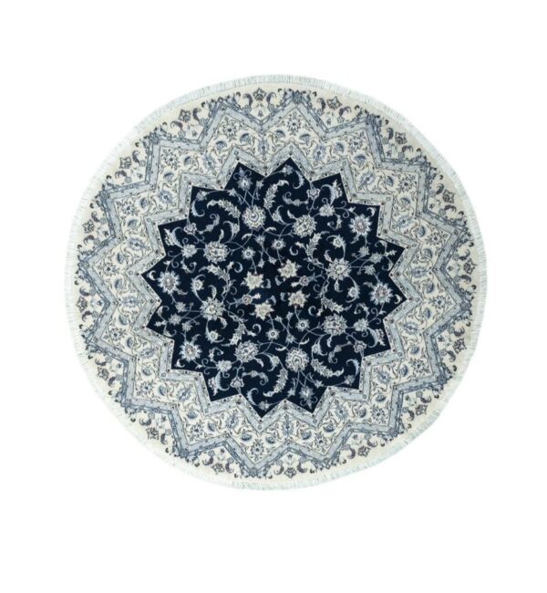 HAND KNOTTED NAIN 9LA ROUND PERSIAN CARPET. - Image 11