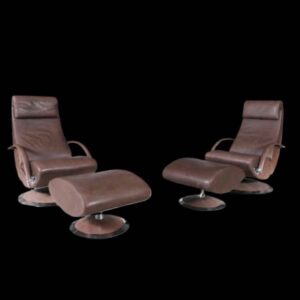 Pair of Vintage “Molinari” Leather Recliners.#102