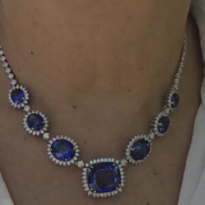46.00 Carat Sapphire ( Diffused) And 11.93Carats of Untreated Natural VS1 Diamonds. 18KT White Gold.