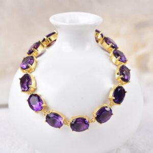 Natural Amethyst,53.69 Carats, 18KT Gold Plate on 925Sterling Silver.