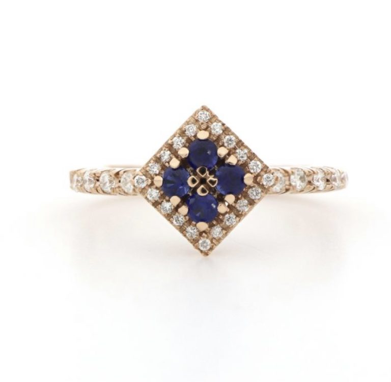 18kt pink gold sapphire and diamond ring Italian design