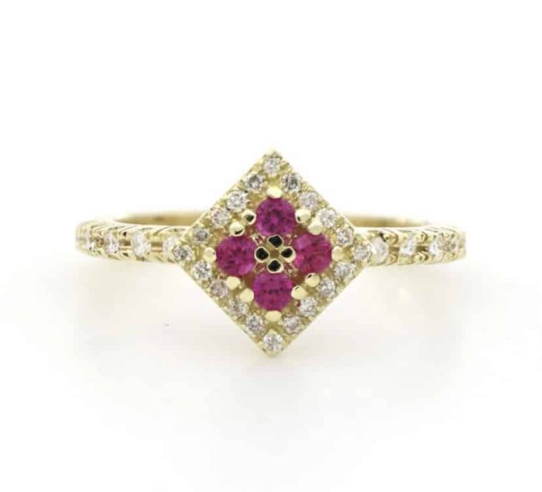 18kt yellow gold rubies and diamonds ring