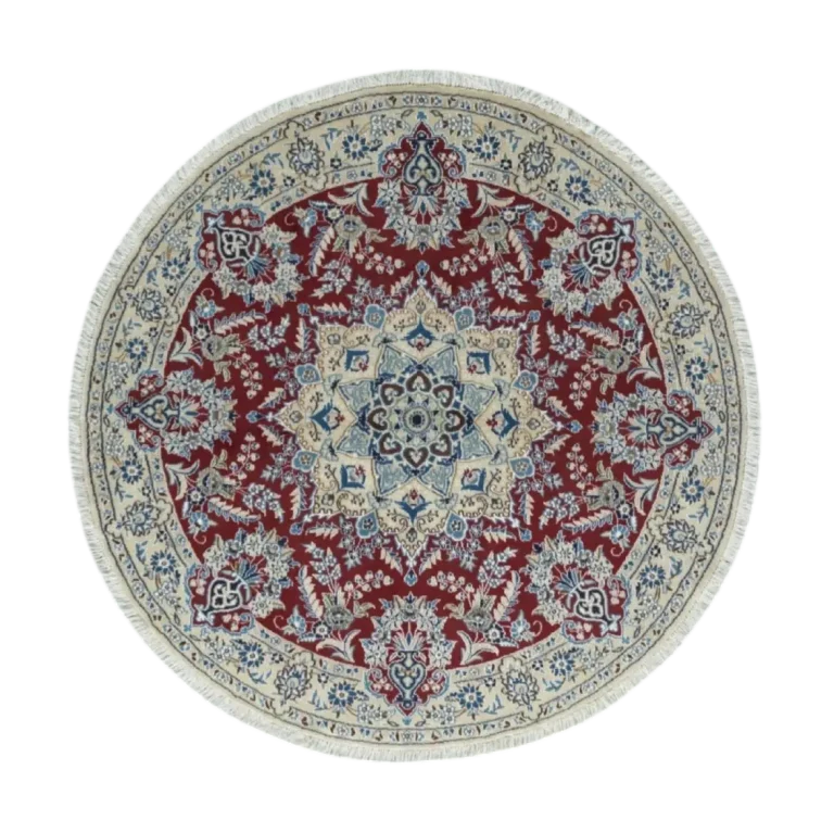 142cm HAND KNOTTED ROUND NAIN 9LA PERSIAN CARPET.
