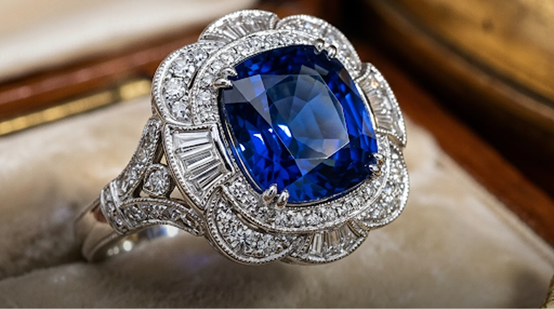 Sapphire and diamond cocktail ring