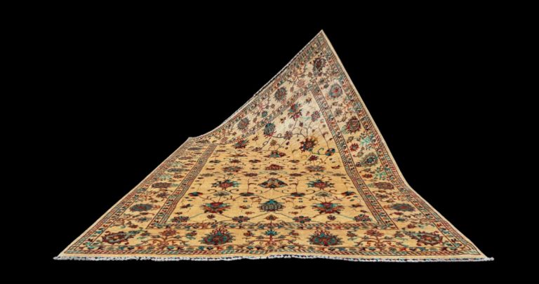 Afghan 207x305cm Golden Tan Persian Hand Knotted Sultanabadi Rug.Stock#0556A