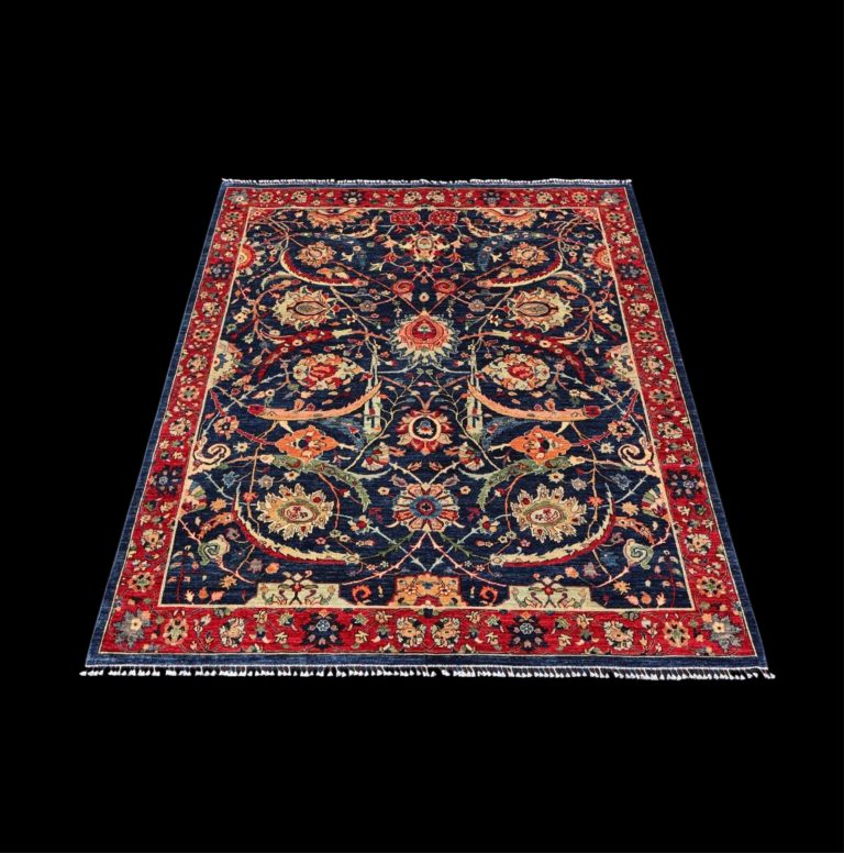 Afghan :242X297cm , Shamsher Gul- Navy Kerman, Afghan Rug. Stock#:01234A